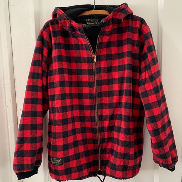 vermont flannel Jackets & Blazers - Cozy Vermont Flannel fleece lined zip up hoodie